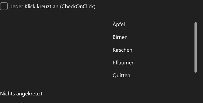 Vorführung: CheckedListBox