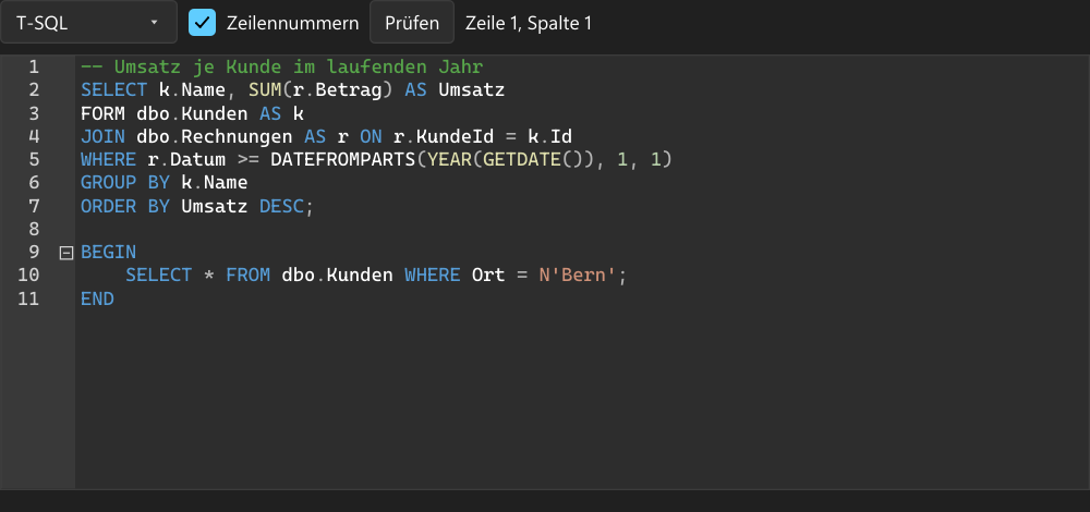 Vorführung: Code-Editor
