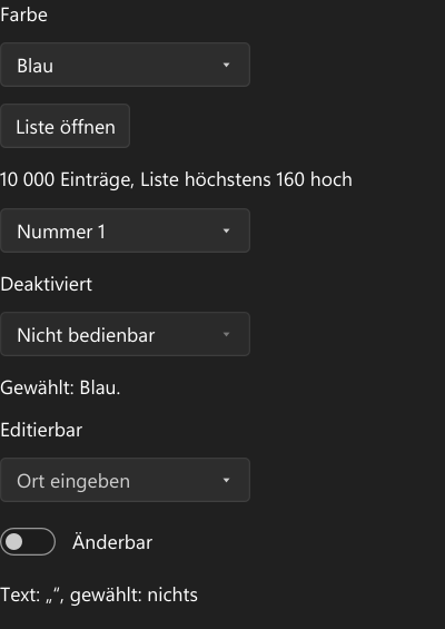 Vorführung: ComboBox