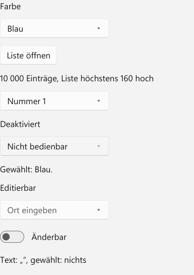 Vorführung: ComboBox