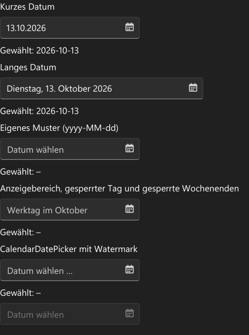 Vorführung: DatePicker