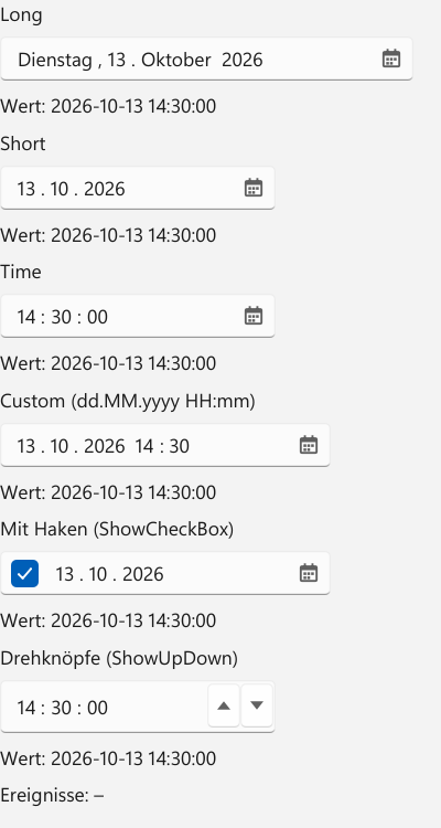 Vorführung: DateTimePicker