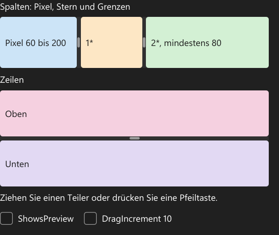 Vorführung: GridSplitter