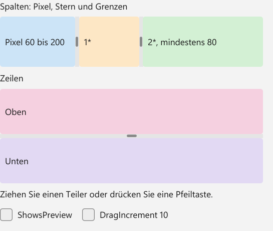 Vorführung: GridSplitter