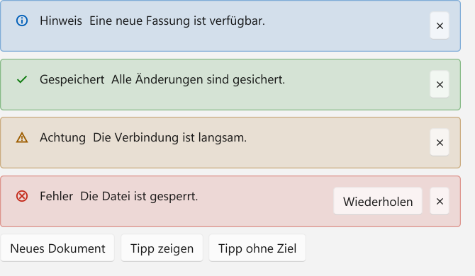Vorführung: InfoBar und TeachingTip