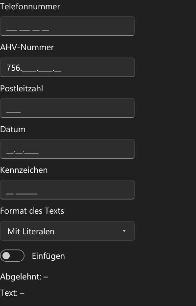 Vorführung: MaskedTextBox