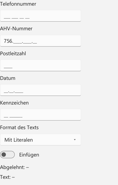 Vorführung: MaskedTextBox