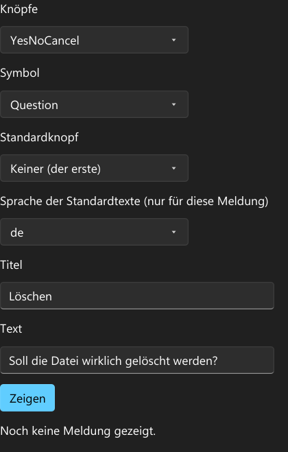 Vorführung: MessageBox