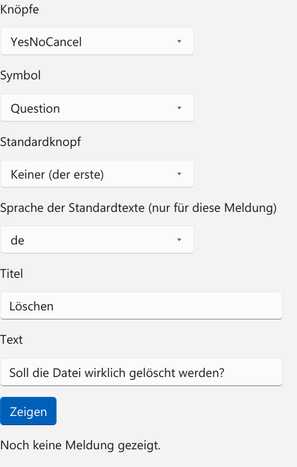 Vorführung: MessageBox