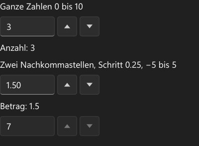 Vorführung: NumericUpDown