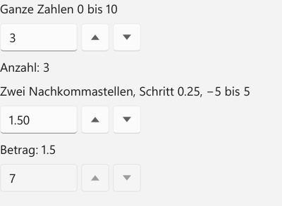 Vorführung: NumericUpDown