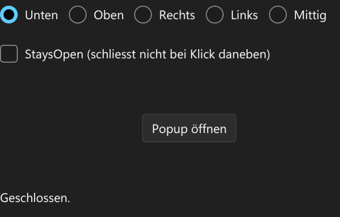 Vorführung: Popup