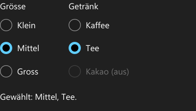 Vorführung: RadioButton