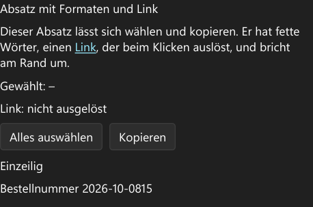 Vorführung: SelectableTextBlock
