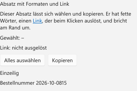 Vorführung: SelectableTextBlock