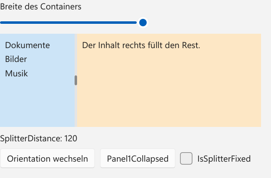 Vorführung: SplitContainer