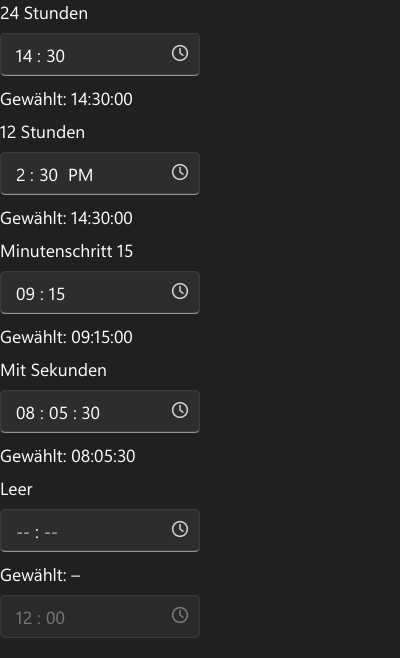 Vorführung: TimePicker