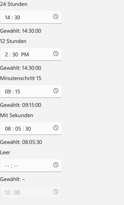 Vorführung: TimePicker