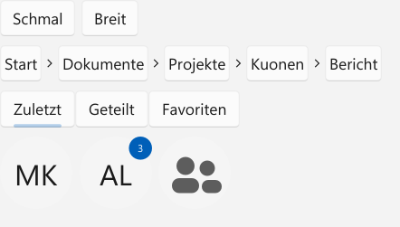 Vorführung: Pfad, Auswahlleiste, Personenbild